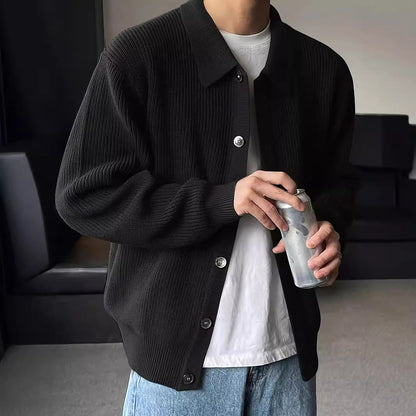 Fashion Solid Color Simple Men's Knitwear Cardigan Sweater Coat - GlamzLife