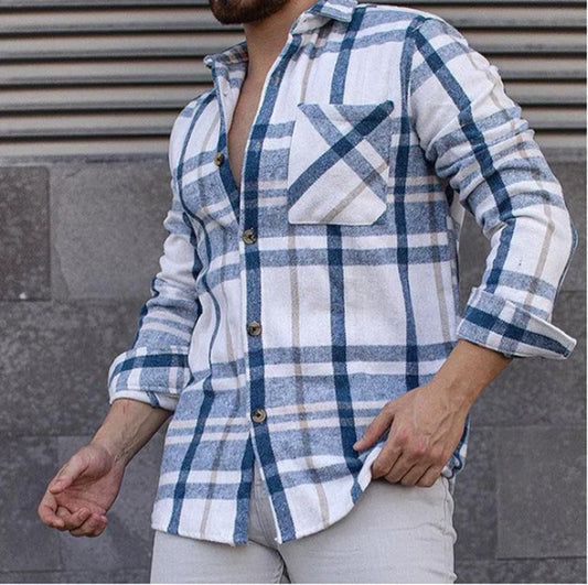 Woolen Lapel Print Long Sleeve Shirt | GlamzLife