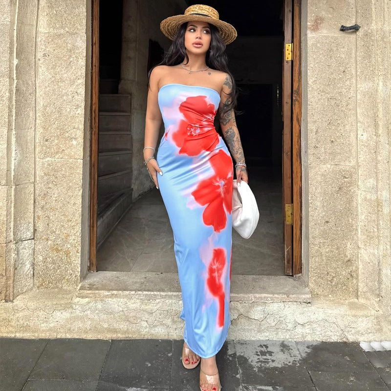 Slim Slit Tube Long Dress For Summer Party at Beach - GlamzLife