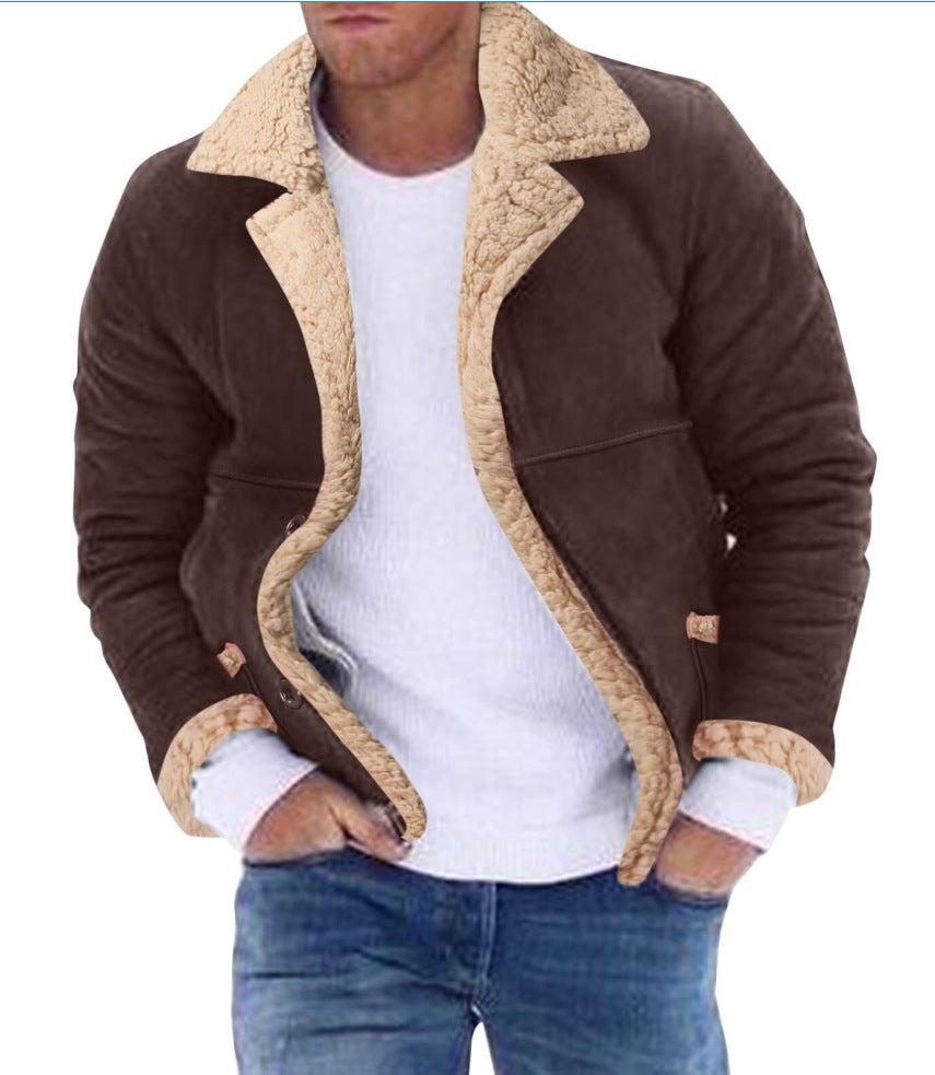 Fashion Men's Fur Integrated Fleece-lined Padded Jacket - GlamzLife