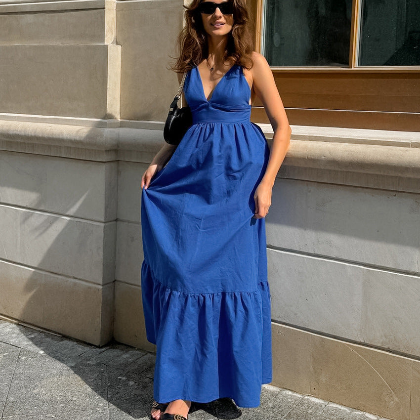 V-neck Backless Sling Dress Design Women - GlamzLife