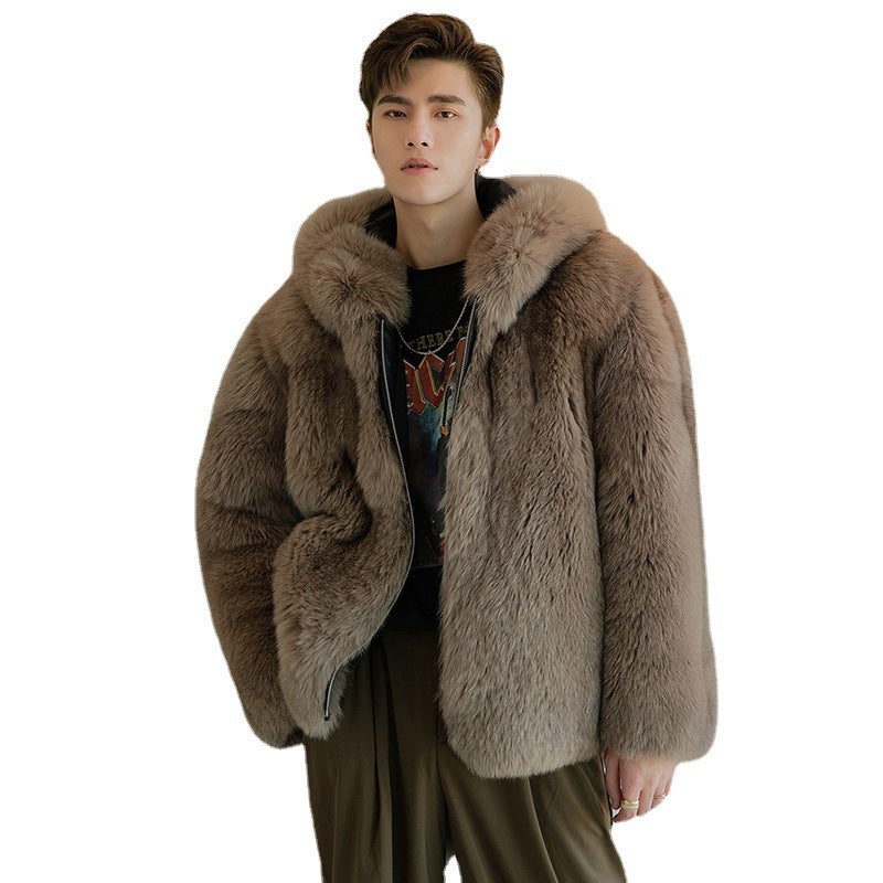 Men's Trendy Faux Fox Fur Coat - GlamzLife