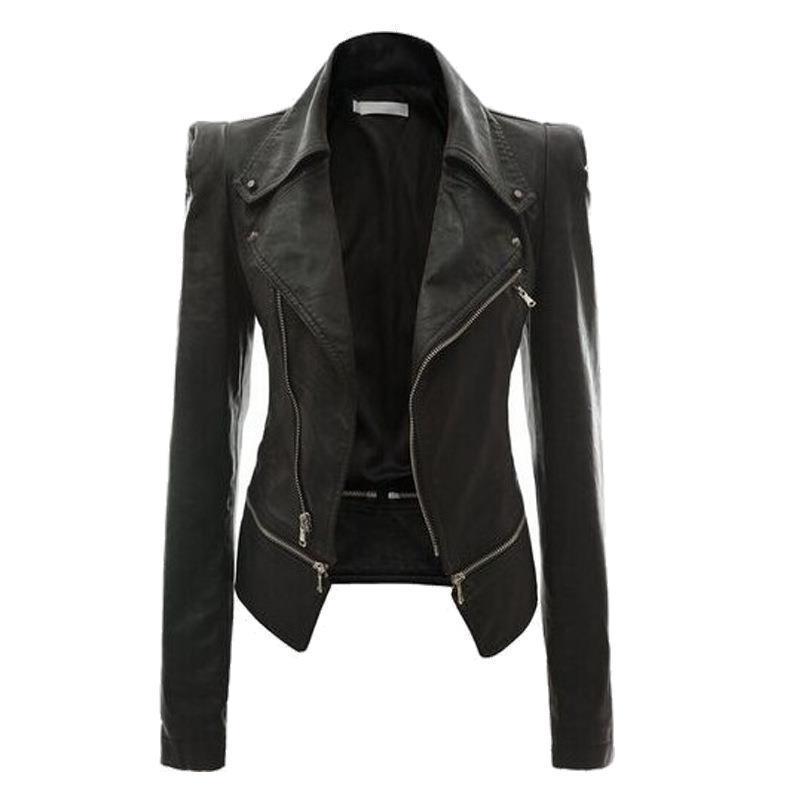 GlamzLife's Women's Motorcycle Leather Jacket - Street Hipster Style