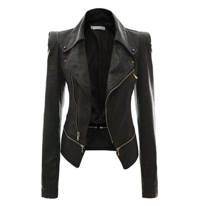 GlamzLife's Women's Motorcycle Leather Jacket - Street Hipster Style