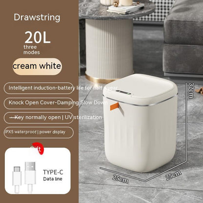 GlamzLife Smart Trash Can with Lid - Automatic Induction, Waterproof