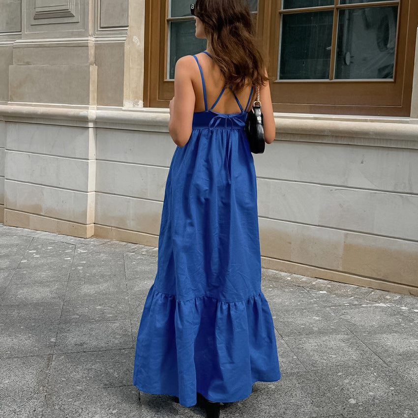 V-neck Backless Sling Dress Design Women - GlamzLife