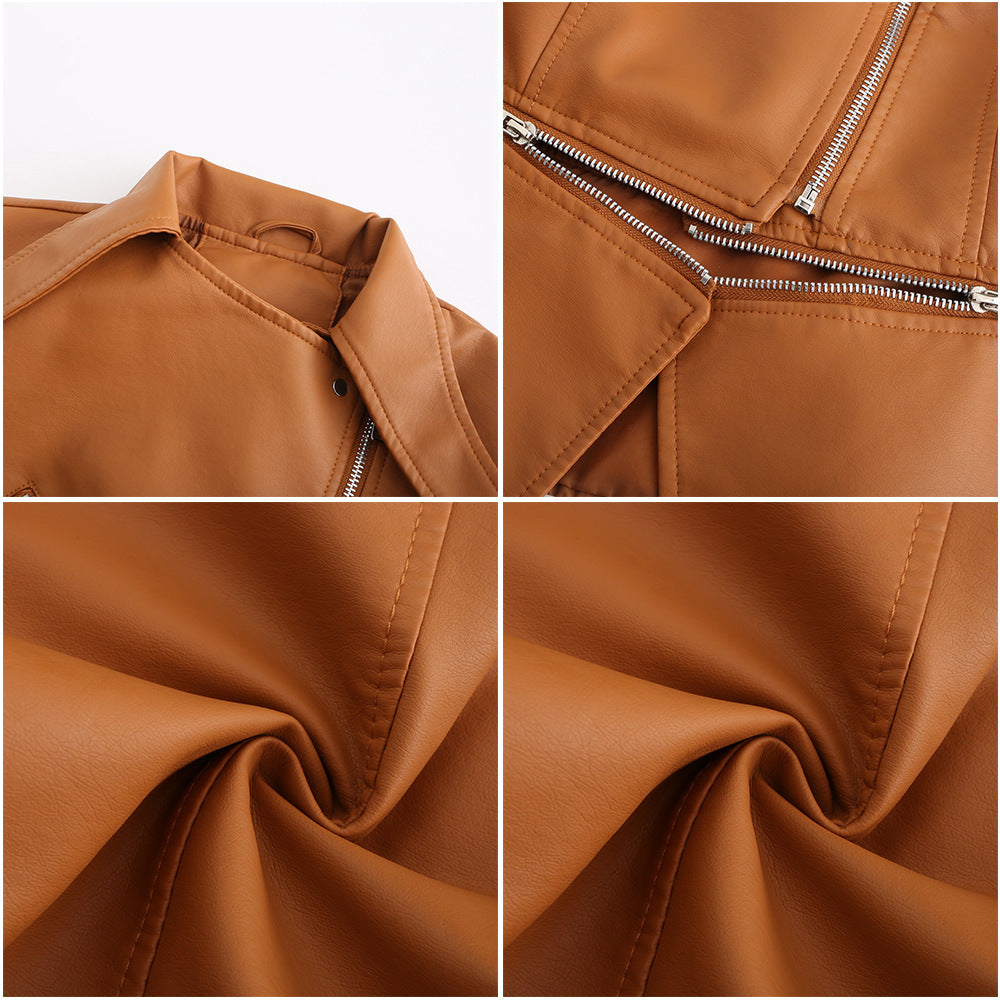 GlamzLife's Women's Motorcycle Leather Jacket - Street Hipster Style