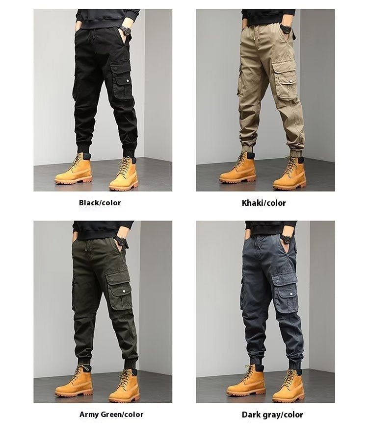 Loose-fitting Casual Ankle-banded Trousers Multi-pocket - GlamzLife