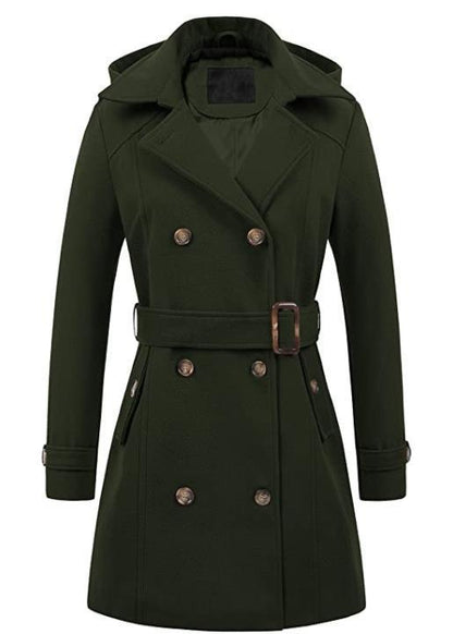 Women's Woolen Hooded Plus Size Coat - GlamzLife