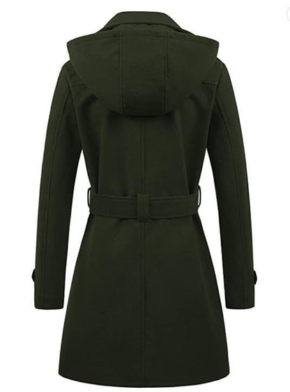 Women's Woolen Hooded Plus Size Coat - GlamzLife