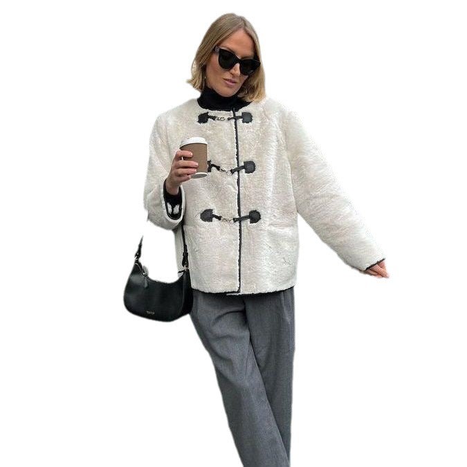 Fashion Cashmere Women's Metal Lock Catch Design Cardigan Jacket | GlamzLife