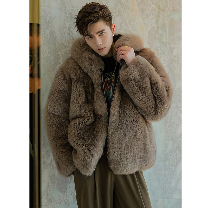 Men's Trendy Faux Fox Fur Coat - GlamzLife
