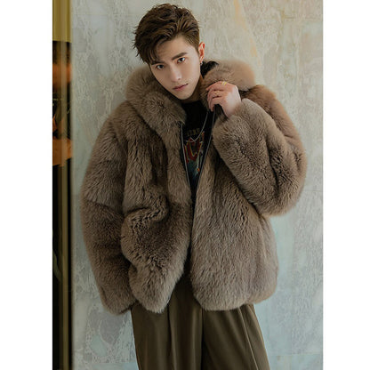 Men's Trendy Faux Fox Fur Coat - GlamzLife