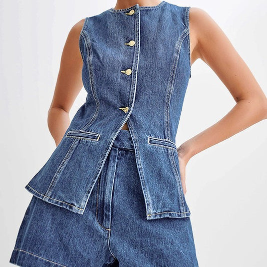 High Waisted Women's Suit Denim Shorts - GlamzLife