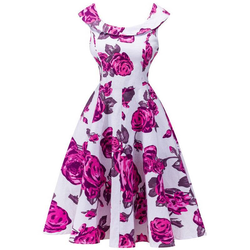 3D Flower Print Round Neck One Piece Dress | | GlamzLife