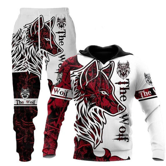 3D Wolf Print Sportswear Hooded Suit For Men's | GlamzLife
