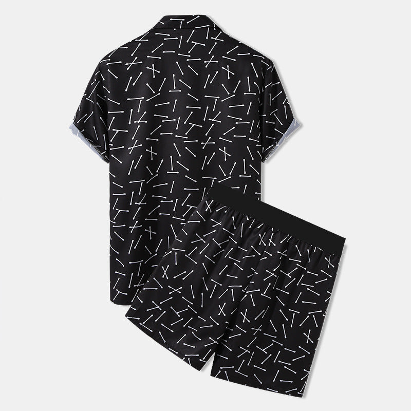 Abstract Print Shirt With Short Pant Two Piece Dress | GlamzLife