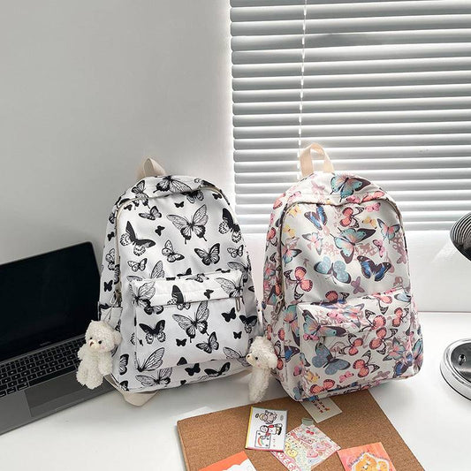 Butterfly Pattern Korean High School Student Backpack Women Without Pendant | GlamzLife