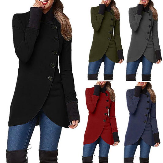 Fashionable Hem Slit Long Sleeved Jacket | GlamzLife