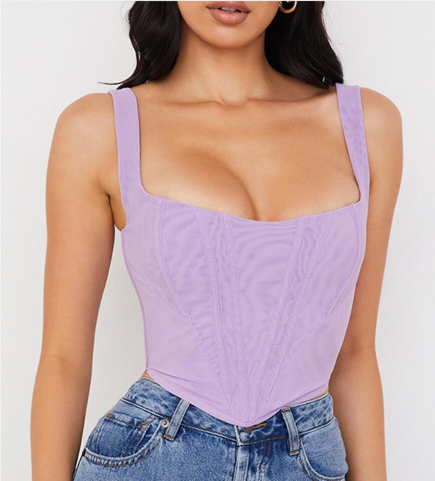 Fish Bone Square Neck Sling Crop Top | GlamzLife