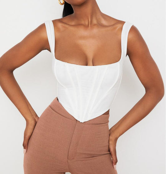 Fish Bone Square Neck Sling Crop Top | GlamzLife