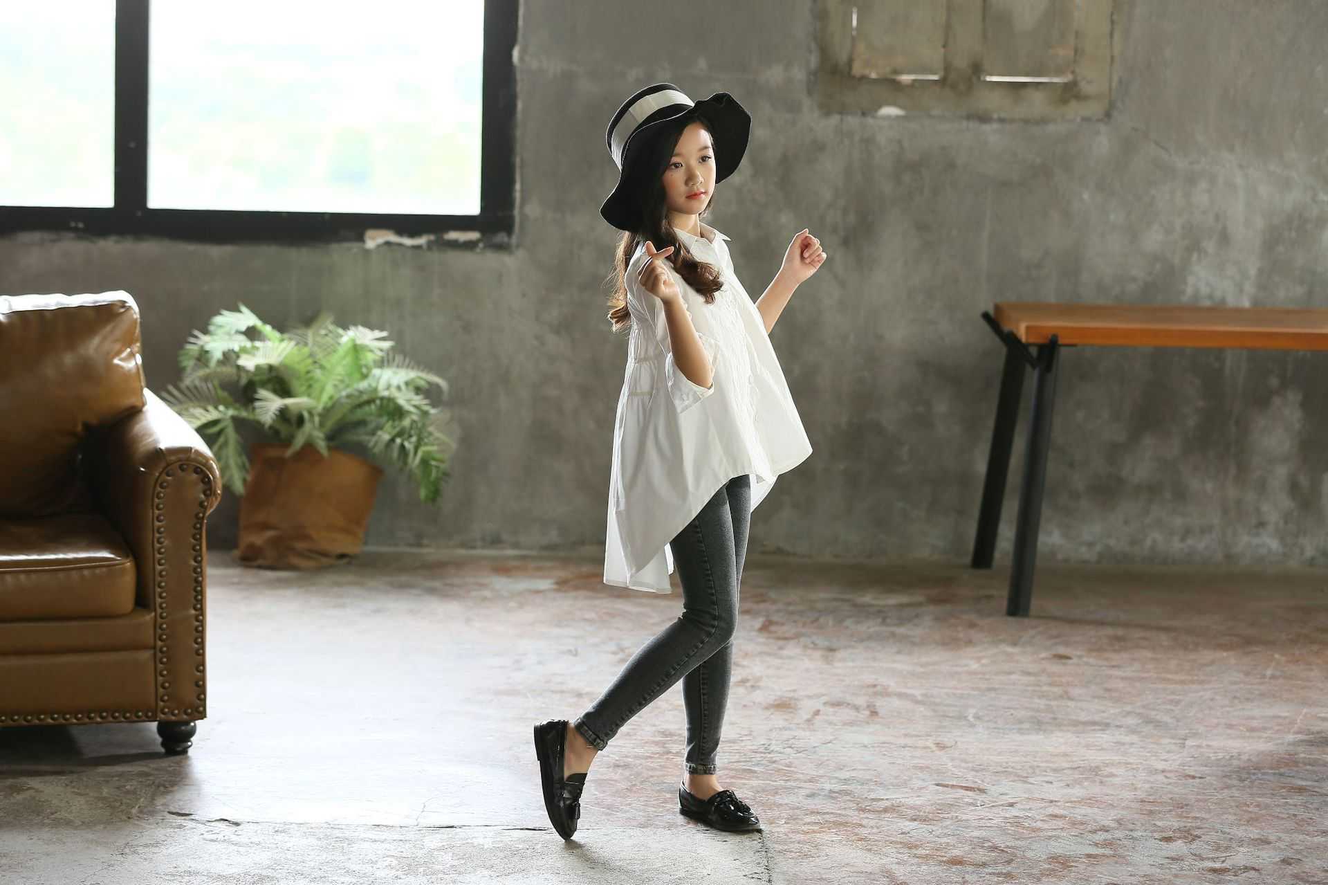 Girl's Solid Color Loose Fashionable Shirt | GlamzLife