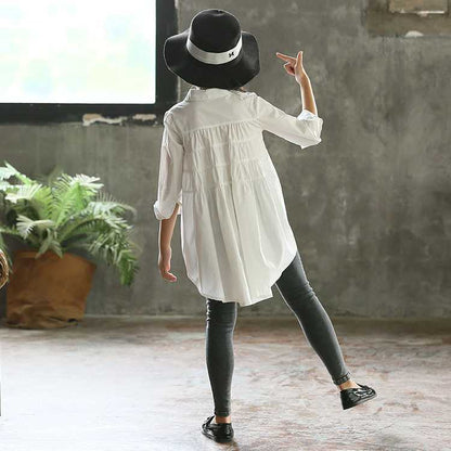 Girl's Solid Color Loose Fashionable Shirt | GlamzLife