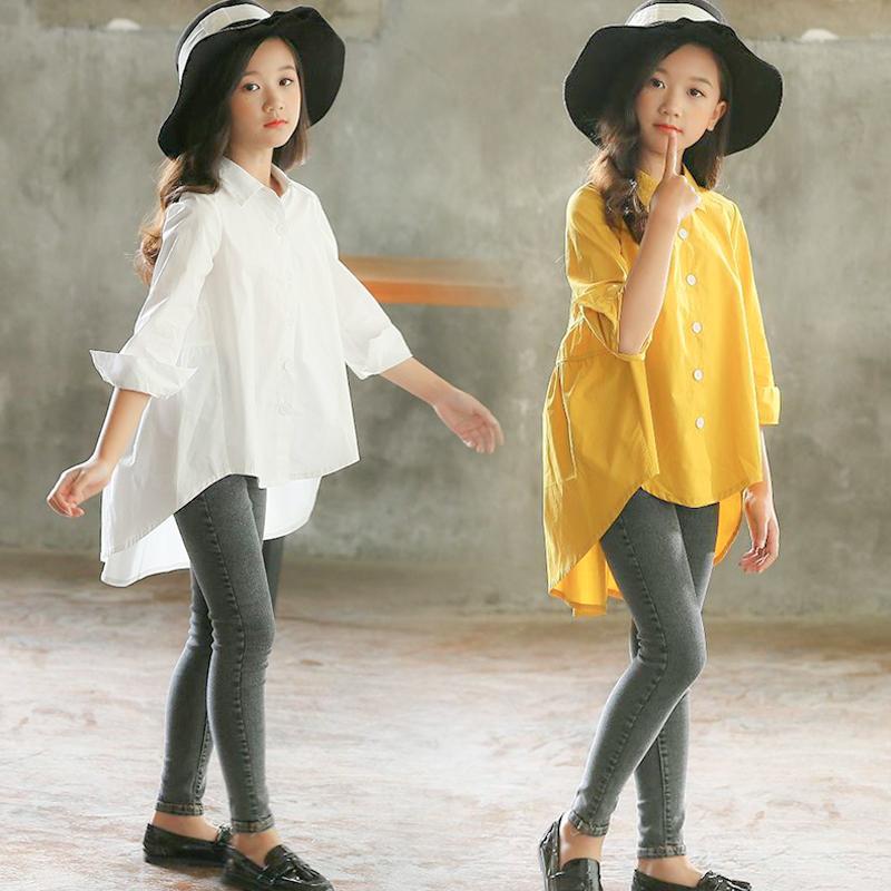 Girl's Solid Color Loose Fashionable Shirt | GlamzLife