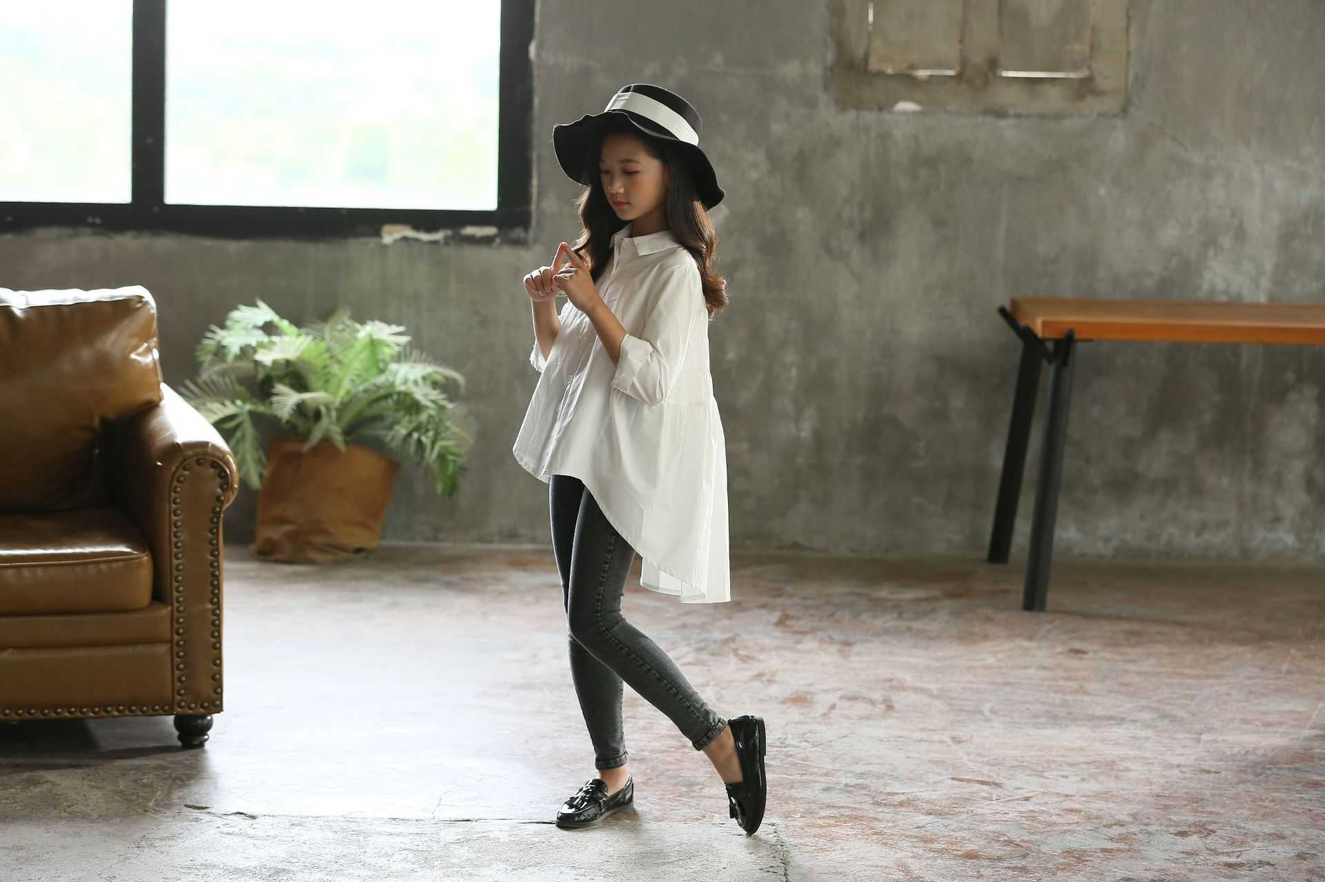 Girl's Solid Color Loose Fashionable Shirt | GlamzLife