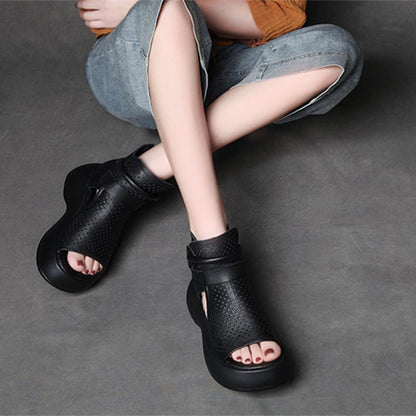 High-Top Roman Shoes Platform Heel Retro Hollow Women's Sandals | GlamzLife