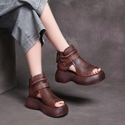 High-Top Roman Shoes Platform Heel Retro Hollow Women's Sandals | GlamzLife