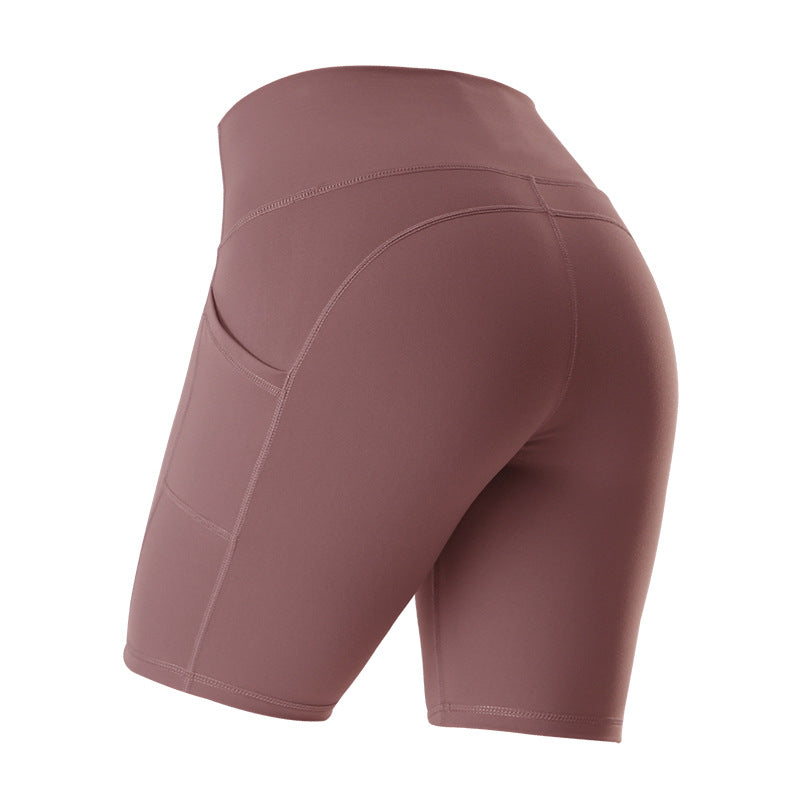 High Waist Fitness Gym Leggings With Pockets | Bean paste | GlamzLife