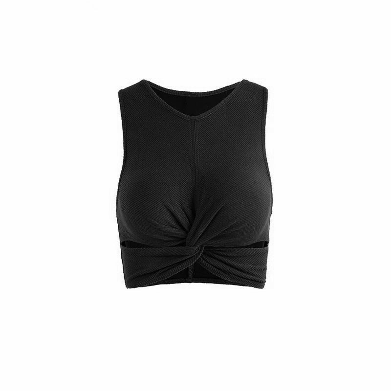Knotted Short Sleeve Bralette | Black | GlamzLife