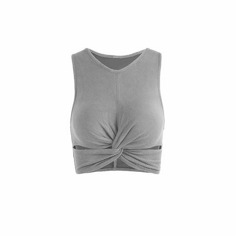 Knotted Short Sleeve Bralette | Grey | GlamzLife