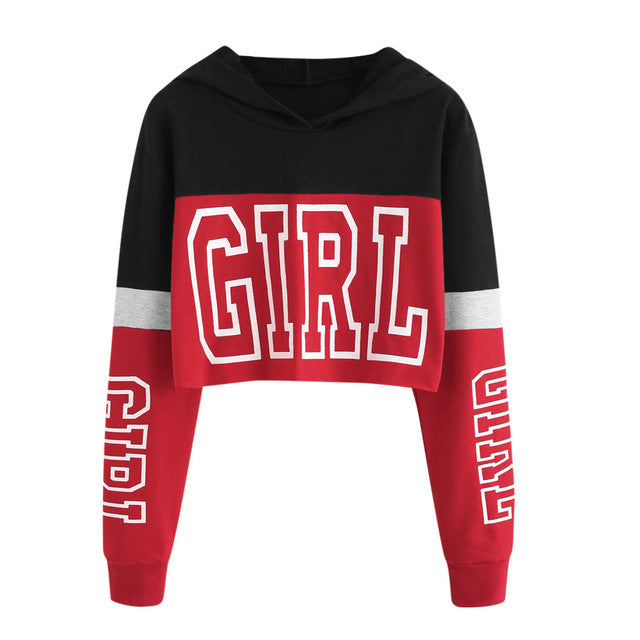 Letter Print Cropped Hoodie For Women's | GlamzLife