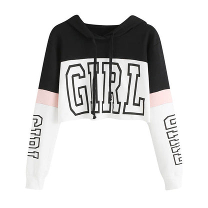 Letter Print Cropped Hoodie For Women's | GlamzLife