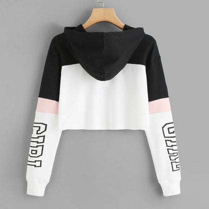 Letter Print Cropped Hoodie For Women's | GlamzLife