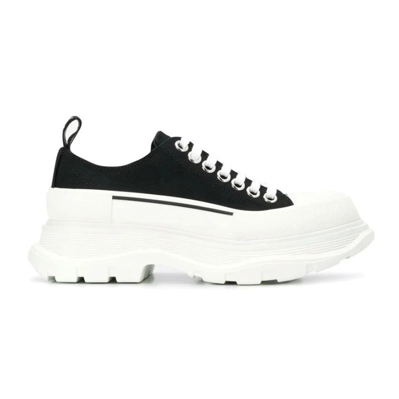 McQueen Canvas Shoes Thick-soled Increased Platform Lace-up Sports Daddy Shoes | GlamzLife
