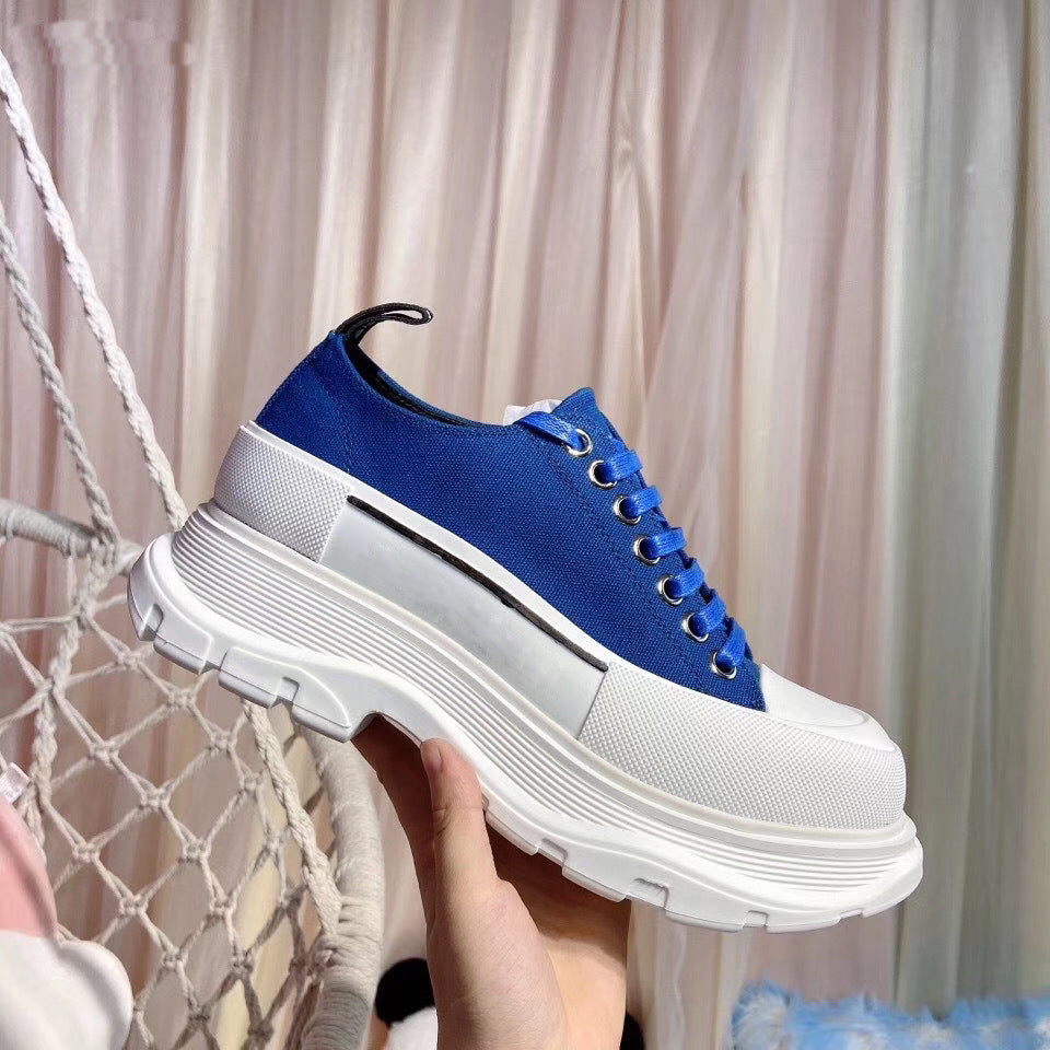 McQueen Canvas Shoes Thick-soled Increased Platform Lace-up Sports Daddy Shoes | GlamzLife