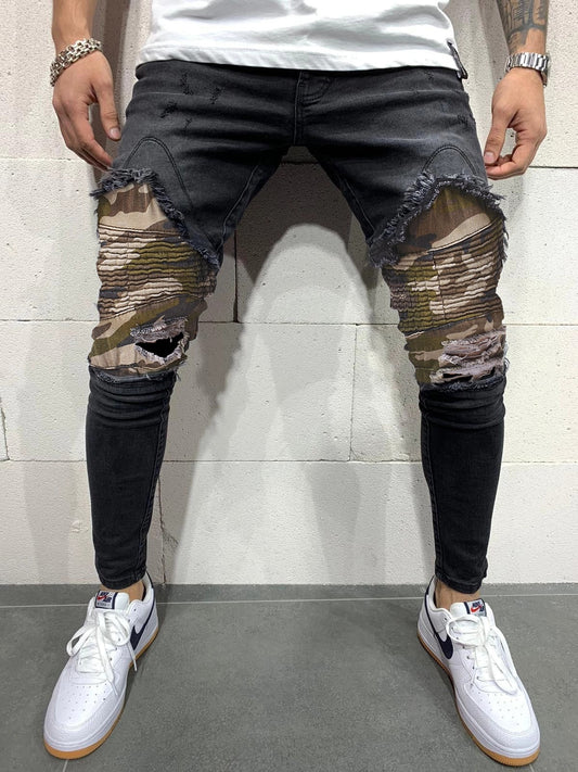 Men's Pleated Camouflage Slim fit Jeans | GlamzLife