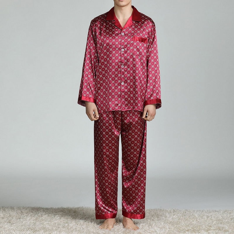 Men's Printed Silk Pajama Suit | GlamzLife