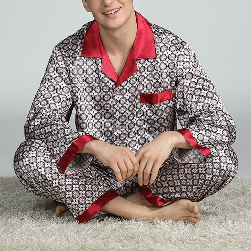Men's Printed Silk Pajama Suit | GlamzLife