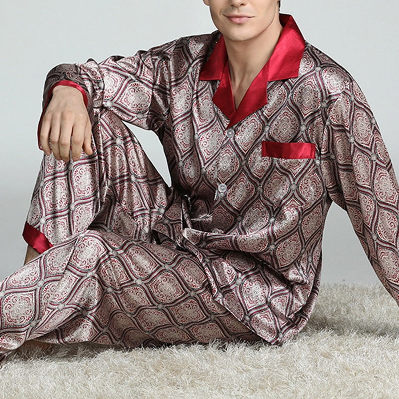 Men's Printed Silk Pajama Suit | GlamzLife