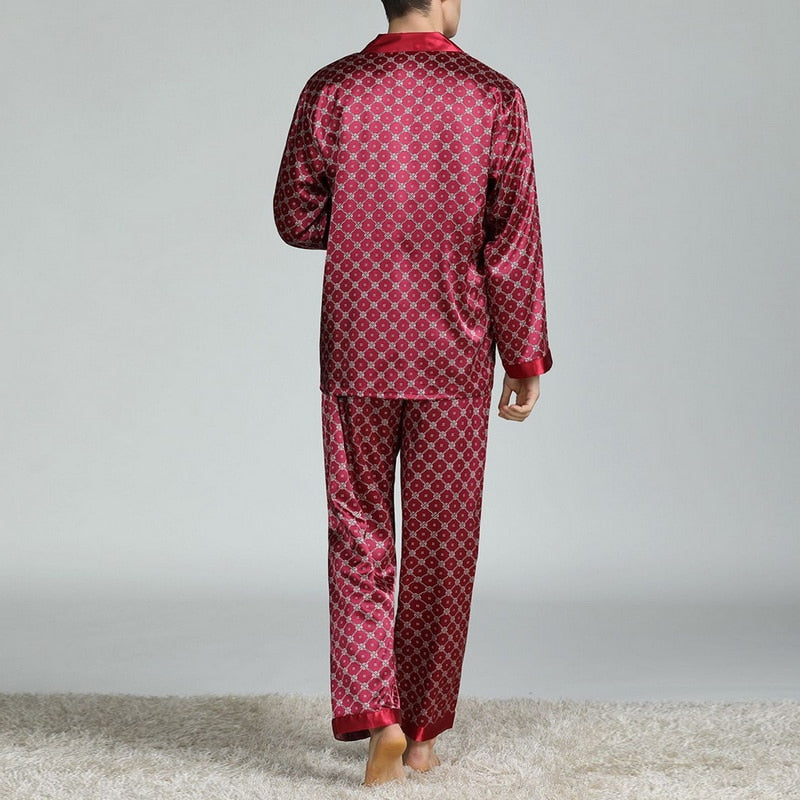 Men's Printed Silk Pajama Suit | GlamzLife