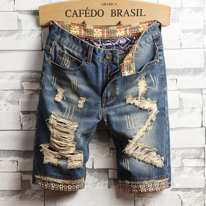 Men's Trendy Ripped Denim Capri | GlamzLife