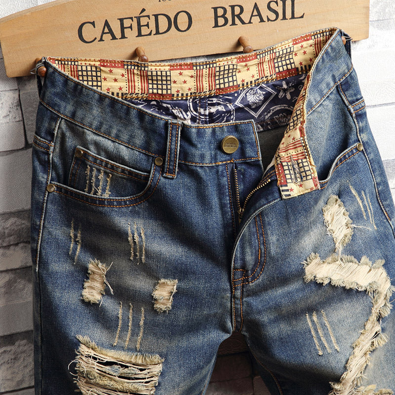 Men's Trendy Ripped Denim Capri | GlamzLife