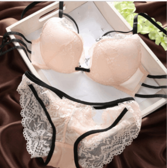 Non-Convertible Straps Push Up Bra Set | Pink | GlamzLife