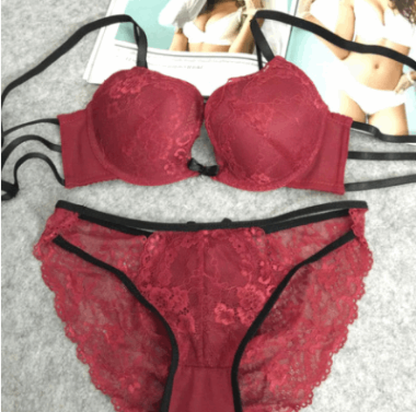 Non-Convertible Straps Push Up Bra Set | Red | GlamzLife