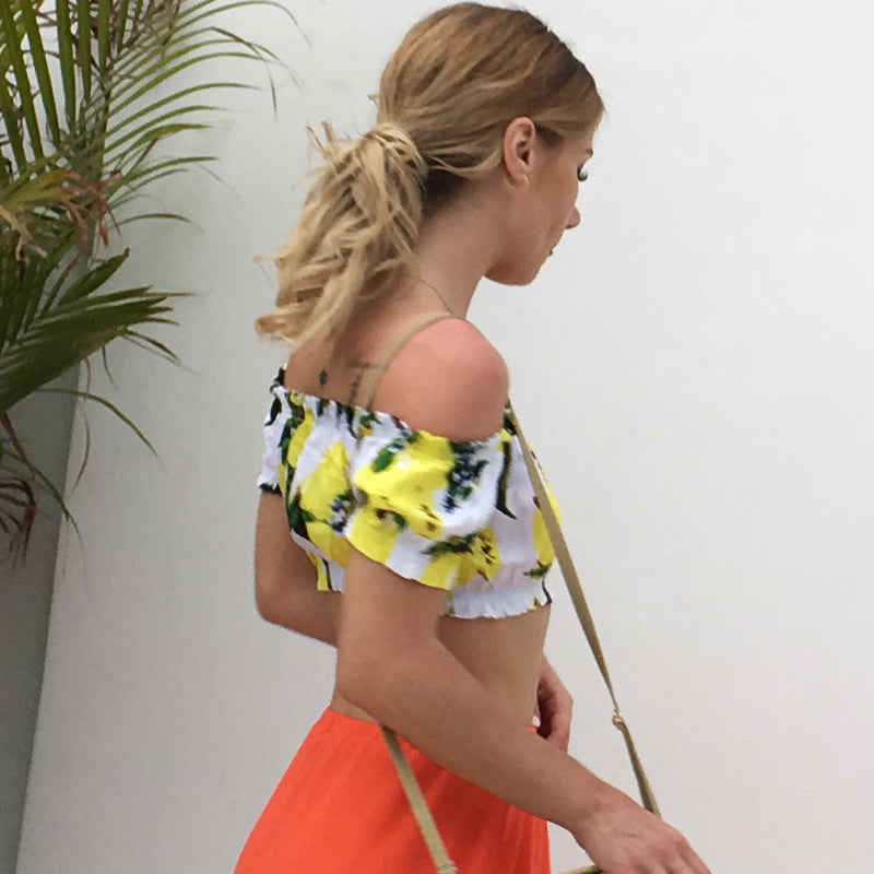 Printed Short Sleeve Camisole Tube Top | GlamzLife