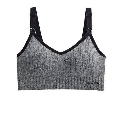 Seamless Comfy Breastfeeding Bra | Dark Grey | GlamzLife